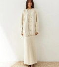 Costume cardigan with T-shirt and skirt Nidea light beige