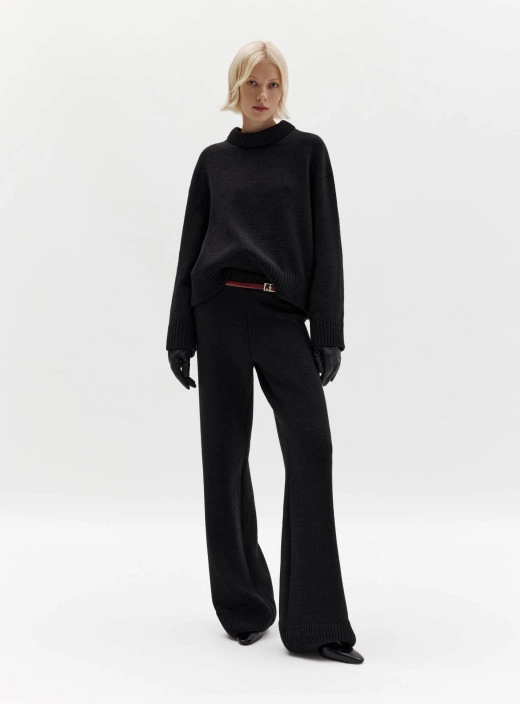 Straight cut trousers with cuffs Nidea black