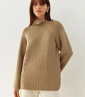 High neck sweater with a zipper Odion beige