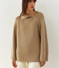 High neck sweater with a zipper Odion beige