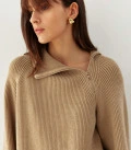 High neck sweater with a zipper Odion beige
