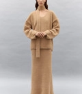Cynthia fluffy yarn oversized jumper and maxi skirt set caramel