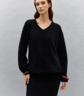 Cynthia fluffy yarn oversized jumper and maxi skirt set black