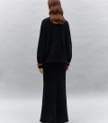 Cynthia fluffy yarn oversized jumper and maxi skirt set black