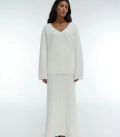 Cynthia fluffy yarn oversized jumper and maxi skirt set milk