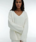 Cynthia fluffy yarn oversized jumper and maxi skirt set milk