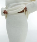 Cynthia fluffy yarn oversized jumper and maxi skirt set milk
