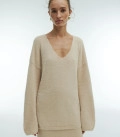 Cynthia fluffy yarn oversized jumper and maxi skirt set beige