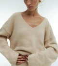 Cynthia fluffy yarn oversized jumper and maxi skirt set beige