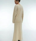 Cynthia fluffy yarn oversized jumper and maxi skirt set beige