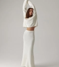 Cynthia fluffy yarn oversized jumper and maxi skirt set milk