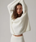 Cynthia fluffy yarn oversized jumper and maxi skirt set milk