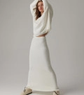 Cynthia fluffy yarn oversized jumper and maxi skirt set milk