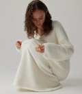 Cynthia fluffy yarn oversized jumper and maxi skirt set milk