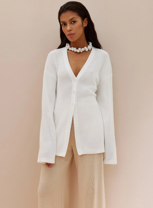 Silhouette cardigan with buttons Alice milk