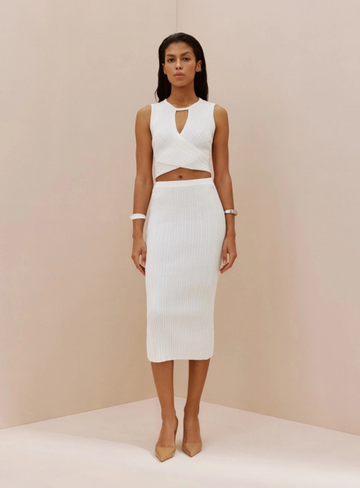 Set of midi skirt and top with ties Hannah milk