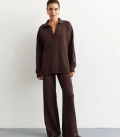 Pants straight from dense jersey chocolate
