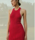 Mini dress with bare shoulders Mojito red