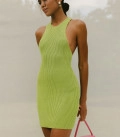 Mini dress with bare shoulders Mojito light green