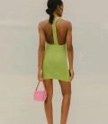 Mini dress with bare shoulders Mojito light green