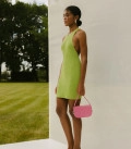 Mini dress with bare shoulders Mojito light green