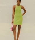 Mini dress with bare shoulders Mojito light green