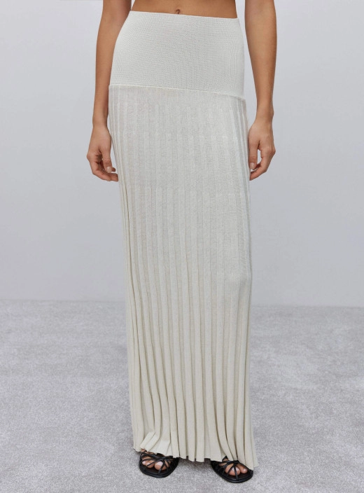 Kamilla pleated maxi skirt ivory