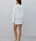Sweater decorated with voluminous flowers Rose milk