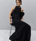 Anabel drop waist maxi dress black