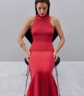 Anabel drop waist maxi dress red