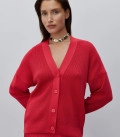 Lorin button-up cardigan red