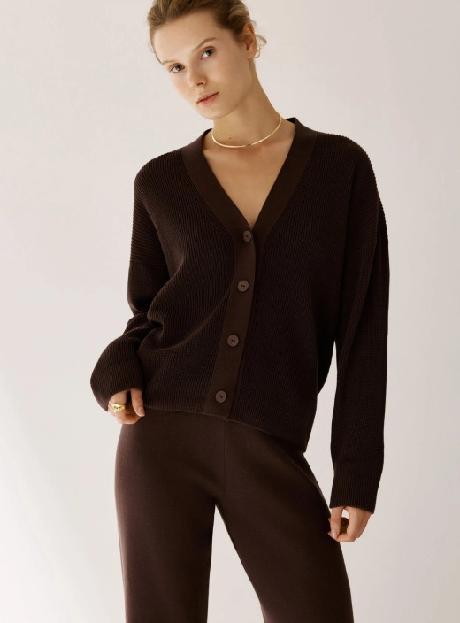 Lorin button-up cardigan chocolate