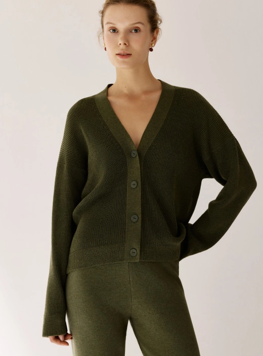 Lorin button-up cardigan khaki