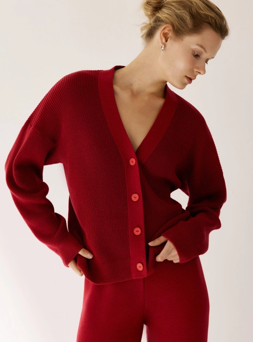 Lorin button-up cardigan burgundy