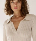 Nová Polo dress with a slit at the hem ivory