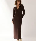 Nová Polo dress with a slit at the hem chocolate