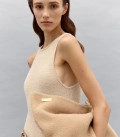Maxi dress made of fluffy yarn Touch beige