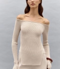 Top with bare shoulders Nude ivory