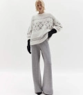Symbol: Sweater made of fluffy yarn with ornament Milk + Gray