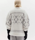 Symbol: Sweater made of fluffy yarn with ornament Milk + Gray