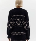 Symbol: Sweater made of fluffy yarn with ornament Black + Light beige