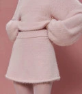 Noel: Set made of fluffy yarn with oversized sweater and mini skirt pink