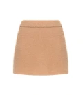 Noel: Set made of fluffy yarn with oversized sweater and mini skirt caramel