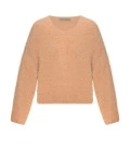 Noel: Set made of fluffy yarn with oversized sweater and mini skirt caramel