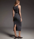 Kate midi dress with ribbed knit graphite