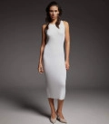 Kate midi dress with ribbed knit milk