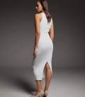 Kate midi dress with ribbed knit milk
