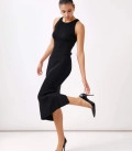 Kate midi dress with ribbed knit black