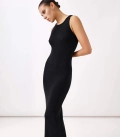Kate midi dress with ribbed knit black
