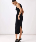 Kate midi dress with ribbed knit black